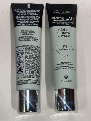 2Pac L'Oreal Paris Prime Lab Up to 24H Redness Eraser Face Primer 4% Niacinamide - Picture 2 of 4