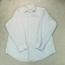 PRONTO UOMO Men 16 1/2 34-35 Blue Stripe Long Sleeve Button Dress Shirt