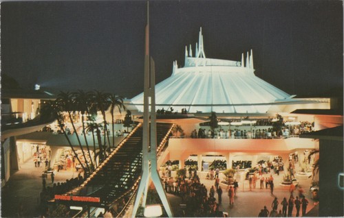 MR ALE Postkarte Anaheim CA Disneyland Space Mountain Nachtansicht UNP B2541