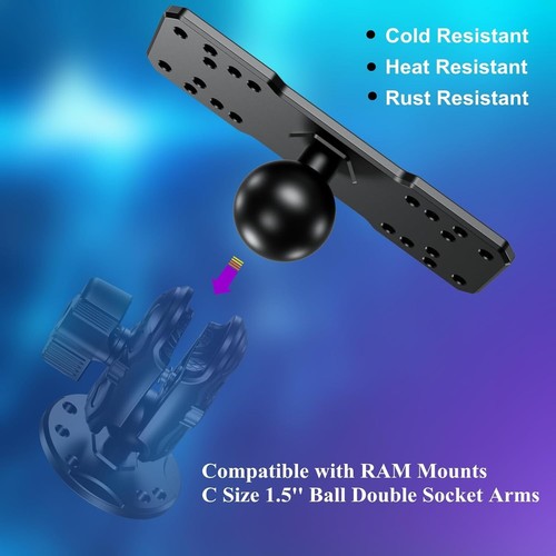 1.5'' Ball Fish Finder Mount, Aluminum Alloy Universal Marine Electronic Plat... - Picture 5 of 10