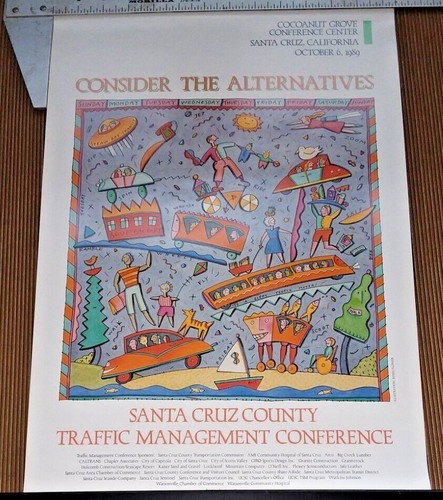 Santa Cruz County Traffic Management Conference 1989 vintage ridesharing poster - Picture 3 of 3