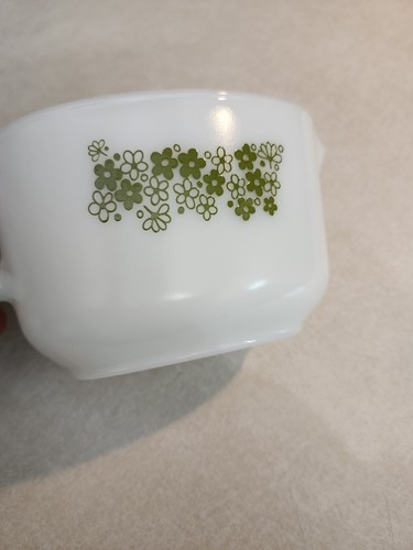 Vintage Pyrex Green Spring Blossom Crazy Daisy Gravy Boat #77B No Plate 1970's! - Picture 10 of 12