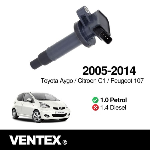 VENTEX® Ignition Coil Pack for Toyota Aygo Citroen C1 Peugeot 107 1.0 2005-2014 - Picture 2 of 9