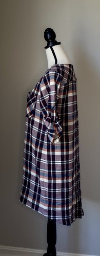 Chelsea & Violet Plaid Women's Dress Button Back Scoop Short Sleeve Neck Medium - Picture 3 of 7