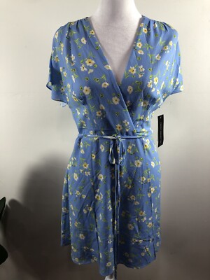 French Connection Size 4  Bella Blue Floral Print Shanti Verona Wrap Dress