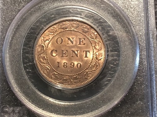 1890-H Canadian 1 Cent PCGS 64 Unc. Red Super Rare In Red Grade - Picture 3 of 4