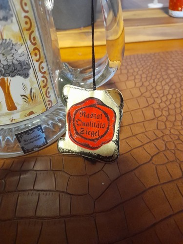 Rastal Beer Mug Glass with Tin Lid Hand Blown Hand Cut with Seal - Picture 5 of 7