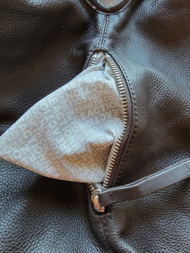 Kenneth Cole Reaction Rich Brown Leather hobo style handbag. Pre owned. Buy now - Picture 4 of 12