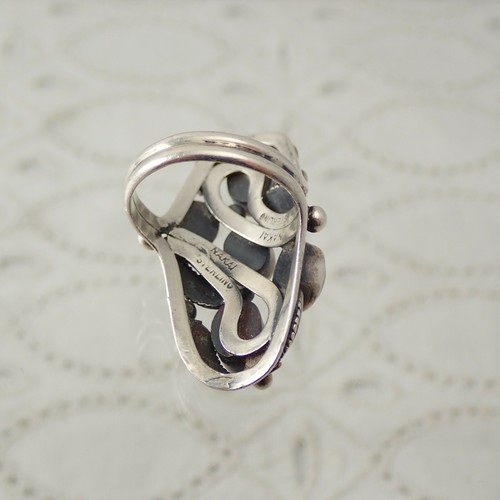 Navajo Nakai Multi Stone Elongated Sterling Leaf Accent Size 6 1/2 Ring 9.4 gr - Picture 3 of 10