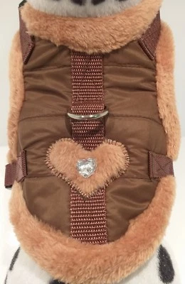 MASI DOGSDESIGN Softgeschirr warm gefüttert Brustgeschirr Hundegeschirr Stepp braun Glitzer XS-M