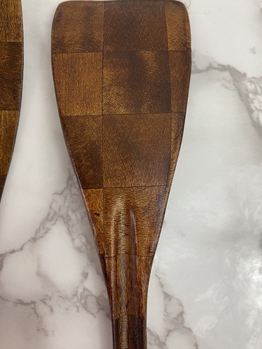 "Juego de tenedor y cuchara para ensalada parquet de madera vintage 10,5"" ligero MCM" - Imagen 4 de 10