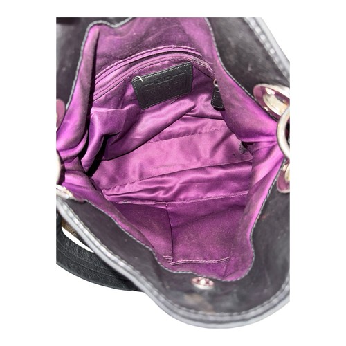 Coach - Ashley Leder Hippie Schultertasche + Hangtag, schwarz, lila - F17605 - Bild 8 von 9