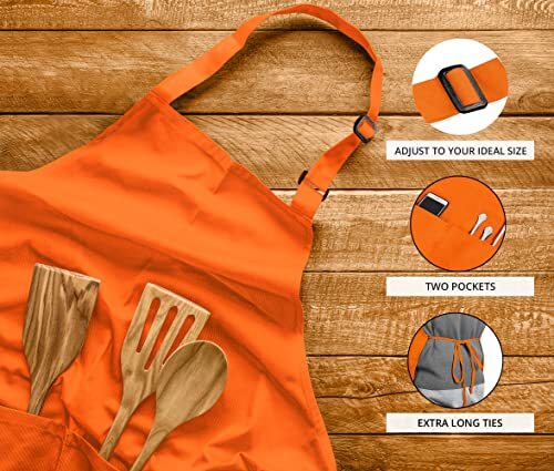Adjustable Bib Apron (2-Pack) Water Oil Resistant Chef Aprons Utopia Kitchen - Picture 38 of 104