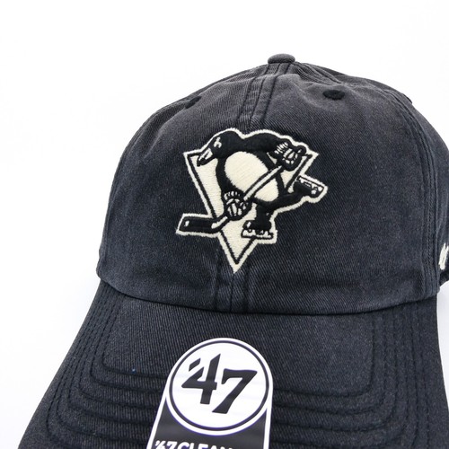 Pittsburgh Penguins Hat Mens Faded Black Strap '47 Brand NHL Hockey Cap New - Picture 3 of 13