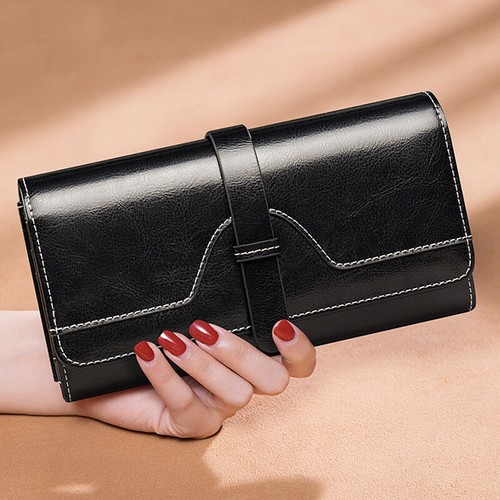 Women's Genuine Leather Trifold Wallet Credit Card Holders Coin Zipper Purse - Bild 4 von 14
