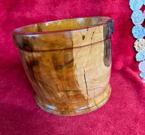 Handcrafted Large Live Edge Cherry Vase with Cracks & Swirls & Burns Very Unique - Picture 2 of 8