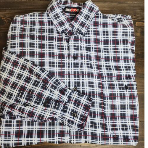 Bocomal FR 4,5 OZ bedrucktes kariertes Hemd Knopfleiste Langarm 2XL Tall