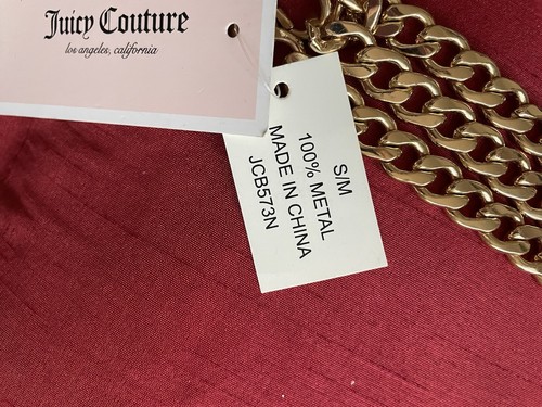 Juicy Couture Heavyweight Golden Chain Waist Logo Belt Rhinestones NEW W Tags - Picture 5 of 9