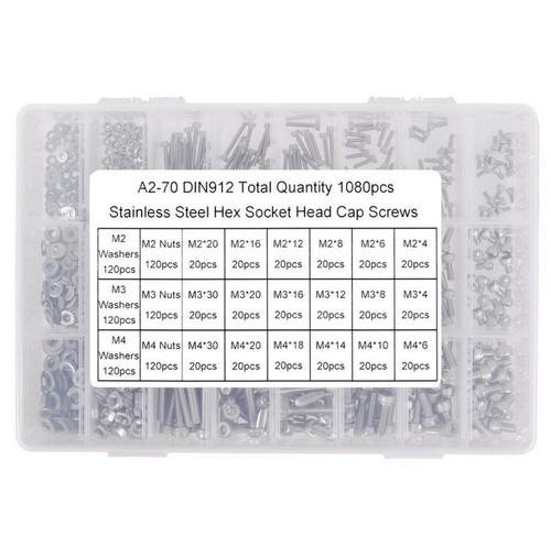 1080tlg Edelstahl Sechskantschrauben Schrauben Muttern Sortiment Satz M2 M3 M4 - Bild 11 von 14