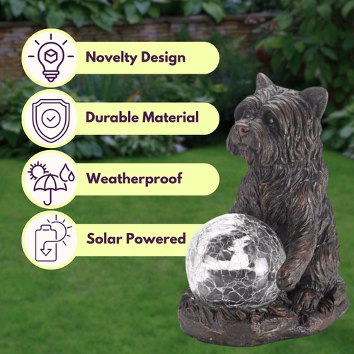 Mystic Dog Light Up Garden Ornament Solar Powered Gazing Ball Multicoloured LED - Picture 5 of 24