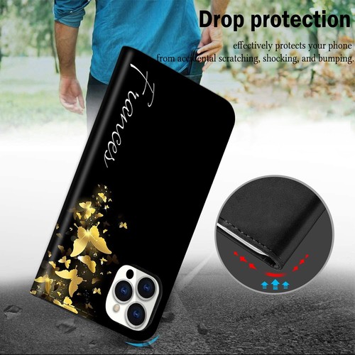 Flip Wallet Personalised For iPhone 16 Pro Max 13 14 15 Phone Case Leather Cover - Picture 24 of 108