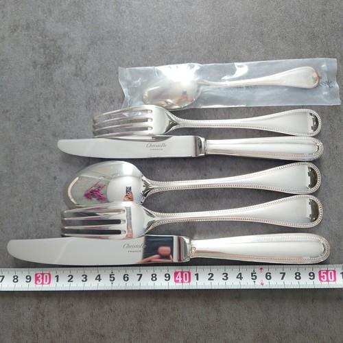Christofle Perles 12pcs Silverplate Flatware Standard Knife Fork Spoon Excellent - Picture 20 of 20
