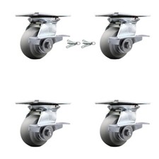 4 Inch Thermoplastic Caster Set with Roller Bearing 4 Brake and 2 Swivel Lock