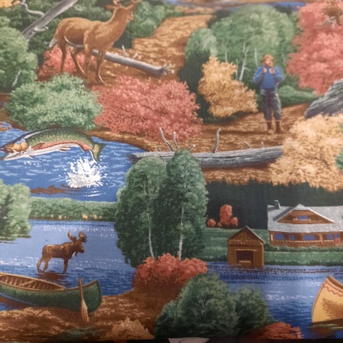 Fabric Lot 8 Deer Quilt Panels 3 yards fishing fabric 3 yards outdoor fabric VIP - Picture 4 of 5
