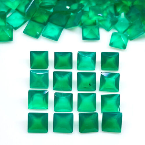 100 Pcs Natural Green Onyx 4mm Princess Cut Loose Gemstone Wholesale Lot 32 Cts - Picture 2 of 7