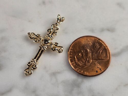 Vintage Estate 14K Gold Religious Cross Pendant 1.7g E4807 - Picture 3 of 3