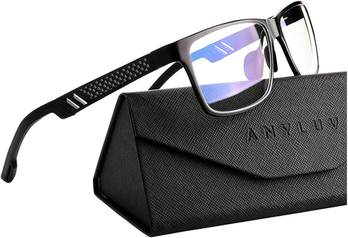 Blue Light Blocking Glasses Men Computer Gaming Glasses Lightweight Al-Mg Metal - Picture 10 of 12