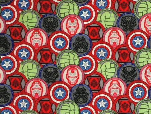 MARVEL COINS AVENGERS FABRIC  COMIC SUPERHERO  QUILTING 100% COTTON  BY THE YARD - Picture 1 of 3