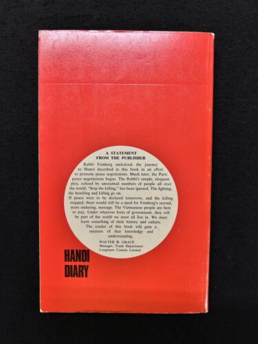 SIGNED Rabbi Abraham Feinberg HANOI DIARY Longmans 1968 pb anti Vietnam war - Imagen 2 de 5