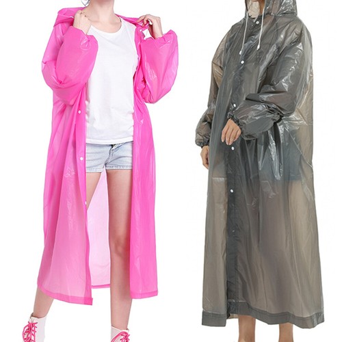 2 PCS EVA Raincoat Non-disposable Poncho Reusable Men and Women Travel