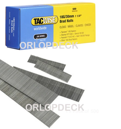 1000 Tacwise F Type 30mm x 18 gauge Brad Nails for Electric Stapler Tack Gun