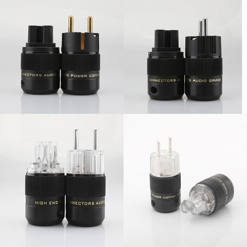 Preffair 24K Gold plated Rhodium silver Plated EU Plug Male Female Power Plug - Picture 6 of 13