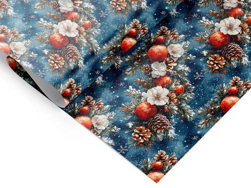 Vintage Christmas Floral Gift Wrap - Holiday Wrapping Paper, Winter Gift Paper - Picture 7 of 22