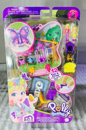 Polly Pocket Backyard Butterfly Compact 12 Pop And Snap Pieces By Mattel NEW