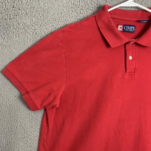 Chaps Polo Shirt Mens Extra Large Short Sleeve Collared Button Golf Cotton Red - Picture 3 of 12