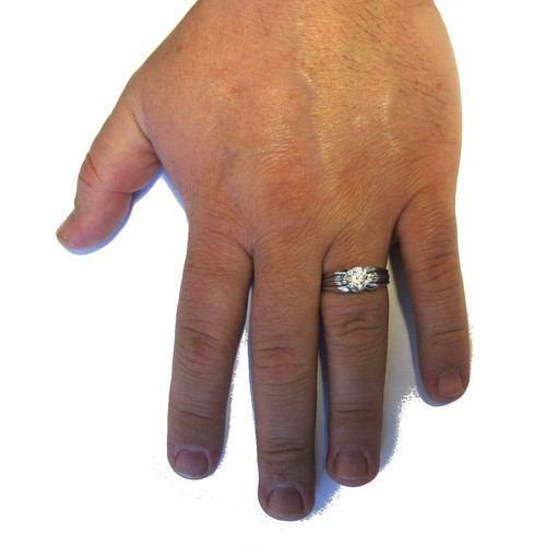 Stylish Sterling Silver Men's Ring Solid 925 With Cubic Zirconia Handmade - Picture 4 of 5