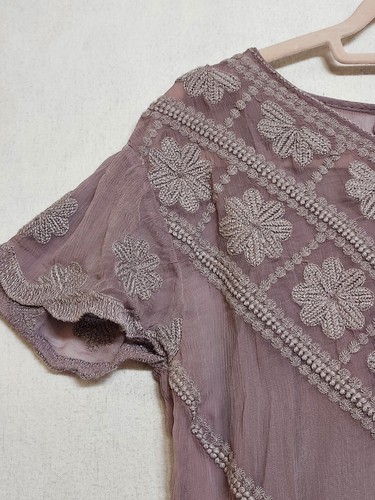 NWT Sundance Dress Petite XXS Embroidered Lace Sheer Lined Boho Chic Mauve  - Picture 17 of 20