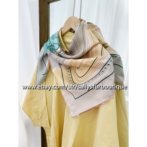 2025 Sallys 18 Momme Twill Silk Wrap Scarf Belt Patchwork Print 2 Face Shawl 35" - Picture 37 of 44