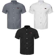 Women Men's Tops Classic Chef Jacket Short Sleeve T-shirt Work Coat Culinary