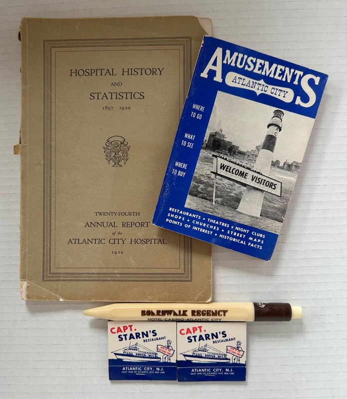 Lot of Vtg Atlantic City, NJ Memorabilia 1920 AC Hospital 1963 Visitors Guide 