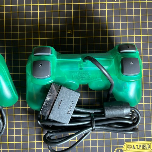 Lot 2 Official Playstation PS2 DualShock2 Wired Analog Controller Clear Emerald - Picture 7 of 8