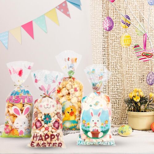 Easter Treat Bags 100 PCS Easter Goodie Bags Easter Candy Bags 4 Design Easte... - Picture 5 of 7