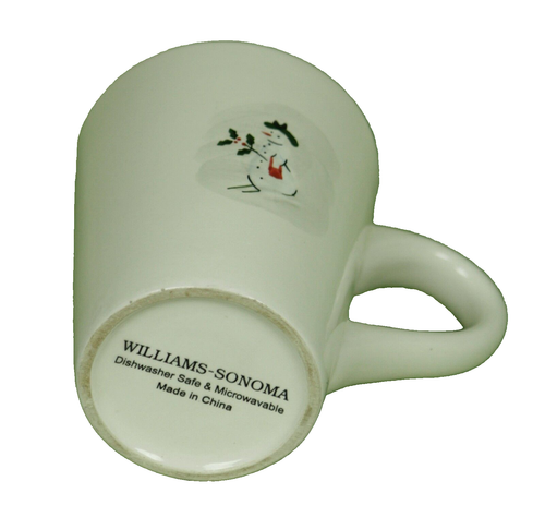 Williams Sonoma Mug Coffee Cup Snowman Lady Red Purse Holly Winter Holiday10 Oz - Picture 8 of 9
