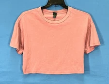 WILD FABLE Short Sleeve SOLID PINK Jersey Knit CREW NECK Boxy Cropped T-SHIRT M