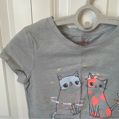 Cat & Jack Girls Clothes Size 6 SUMMER Outfits Shirts Tops Shorts Gray Blue Cats - Picture 8 of 16