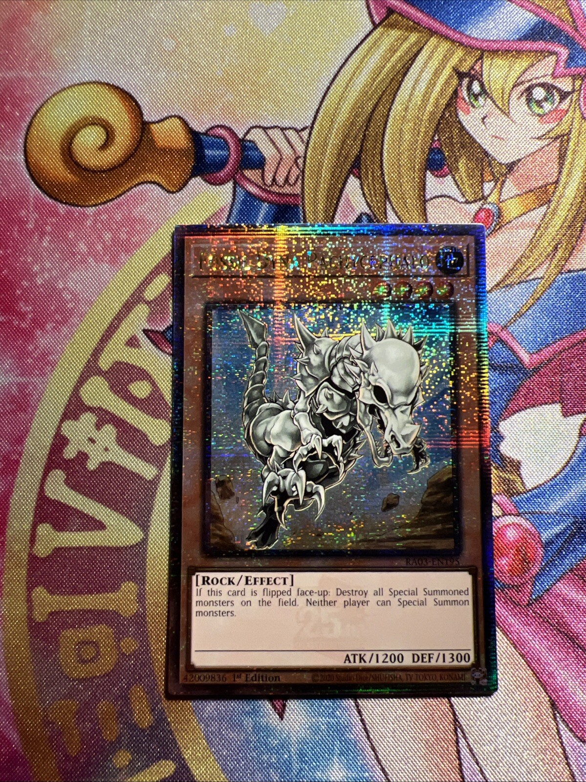 Fossil Dyna Pachycephalo 1st Edition Quarter Century Secret Rare RA03-EN195